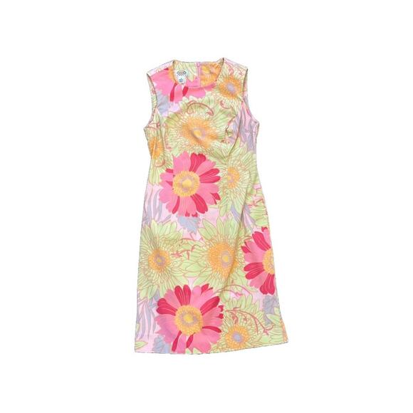 Talbots Cotton Yellow Pink Gray Floral Sleeveless Sheath Dress, Size 2P - Picture 2 of 11